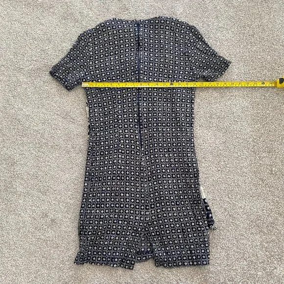 Vintage 90s Stuart Alan Boho Split Hem Geometric Floral Henley Button Dress P6 - Picture 12 of 13